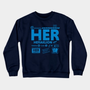 Vintage Heraklion HER Airport Code Travel Day Retro Travel Tag Crete Greece Crewneck Sweatshirt